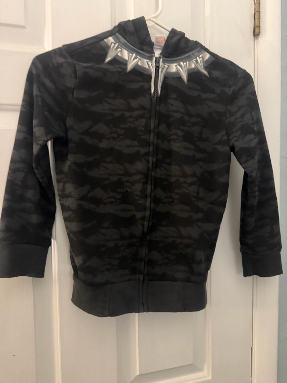 Marvel Black Panther Kids Zip Up Hoodie Size 6/7 Avengers Black Gray